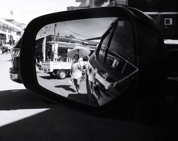 Close-up of side-view mirror