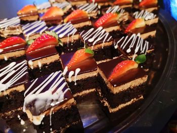 Close-up of chocolate cake in plate