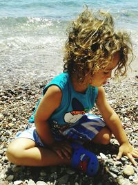 Boy enjoying at beach