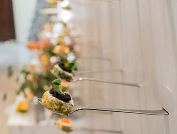 Close-up of dessert on table