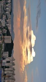 Panoramic view of buildings against sky during sunset