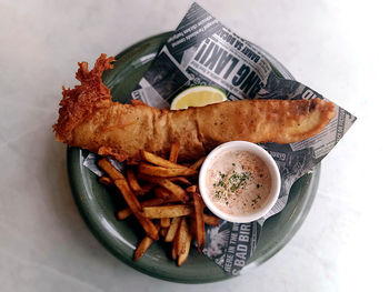 High angle view of food on table