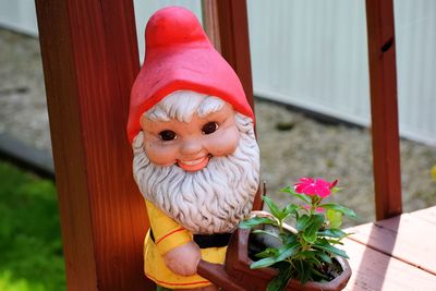 Close-up of garden gnome