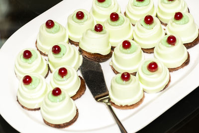 High angle view of cake on table