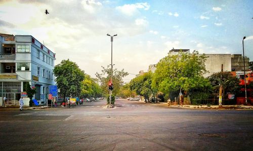 Road with buildings in background
