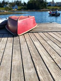 Wooden pier on lake