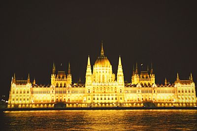 Illuminated building at night