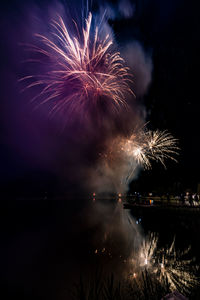 Firework display at night