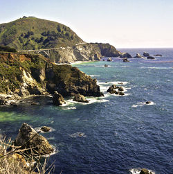 Bixby creek bridge by cliffs