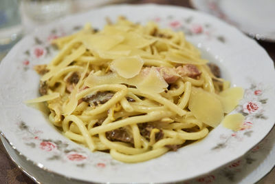 Close-up of noodles in plate