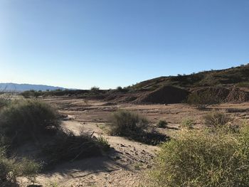 Scenic view of beach against clear sky