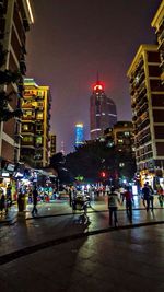 City lit up at night