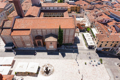 High angle view of buildings in city