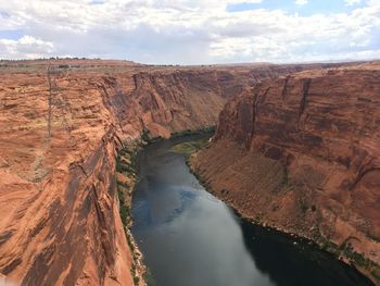 Scenic view of river amidst rocks against sky