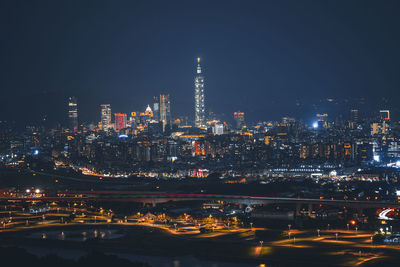 Illuminated city at night