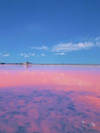 Scenic view of sea against blue sky