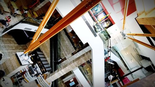 High angle view of books in store