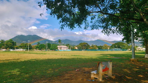 Scenic view of field against sky