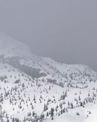 Scenic view of snow covered mountains against sky