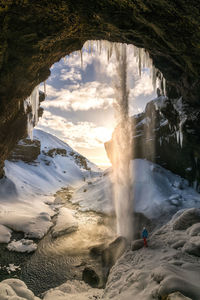 Scenic view of waterfall