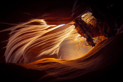 Low angle view of rock formation in cave