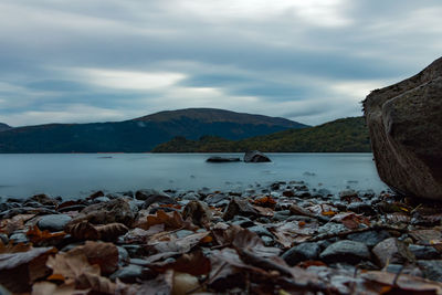 Scenic view of lake against sky