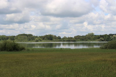 Scenic view of lake against sky