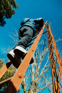 Man climbing up stairs