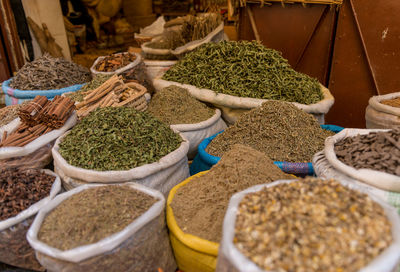 High angle view of food for sale at market stall