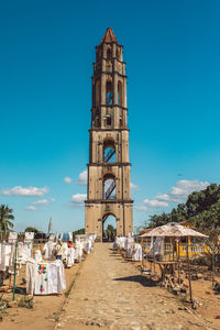 View of old building against blue sky