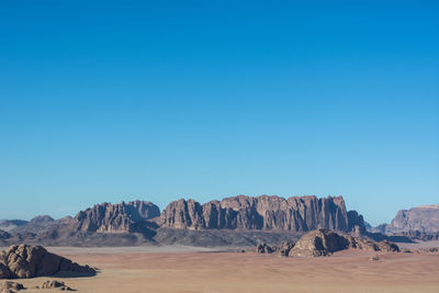 Panoramic view of landscape against clear blue sky