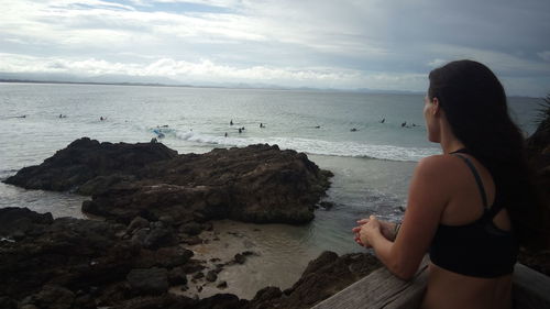 Woman relaxing on beach