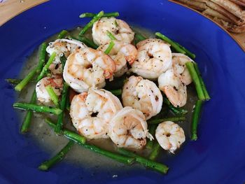 Close-up of prawns served in plate