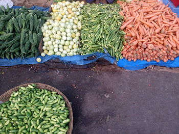 High angle view of fruits for sale in market