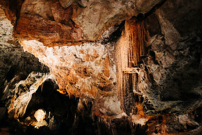 Close-up of rock formation in cave