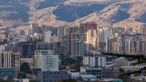 High angle view of buildings in city