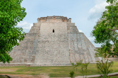 Low angle view of old building against sky