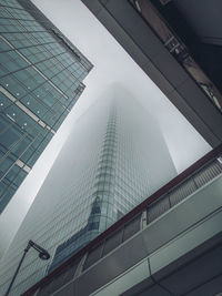 Low angle view of modern glass building against sky