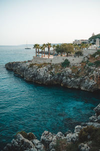 Scenic view of sea against clear sky