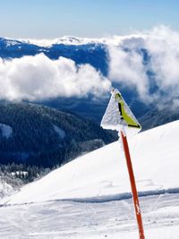 Scenic view of snow covered mountains against sky