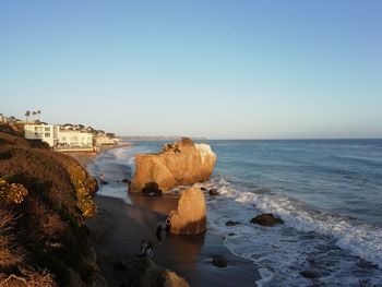 Scenic view of sea against clear sky