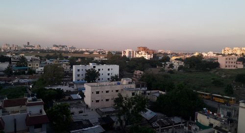 High angle view of townscape against sky