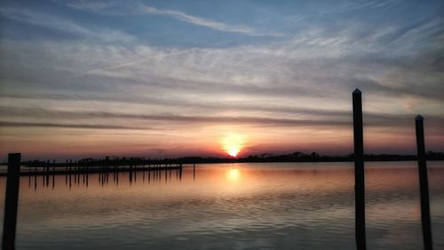 Scenic view of sunset over sea