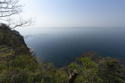 Scenic view of sea against clear sky