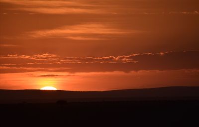 Scenic view of silhouette landscape against sky during sunset