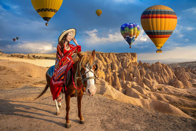 Hot air balloons in desert