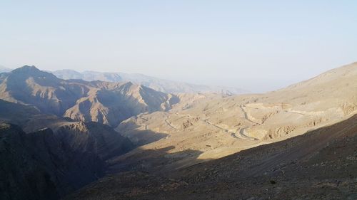 Scenic view of mountains against clear sky