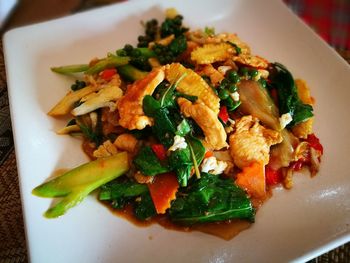 High angle view of salad in plate