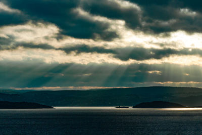 Scenic view of sea against cloudy sky