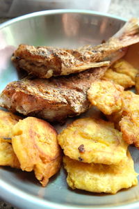 High angle view of food in plate